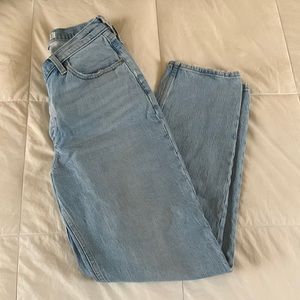 Abercrombie & Fitch Curve Love High Rise Dad Jean Light Wash w Cross Waistband